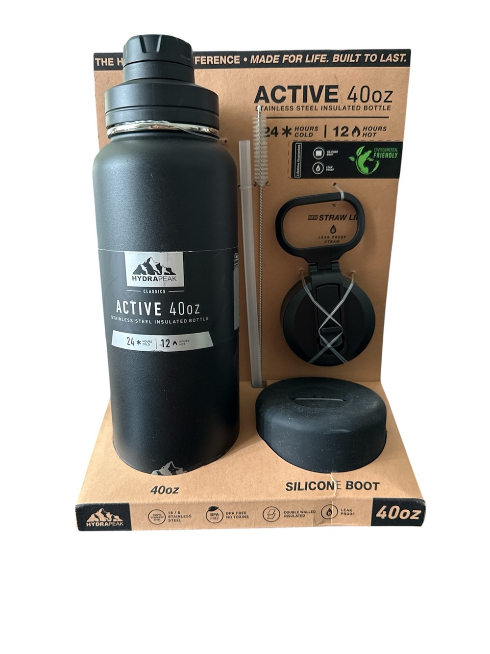 HydraPeak Active 40oz Insulated Water Bottle Bundle